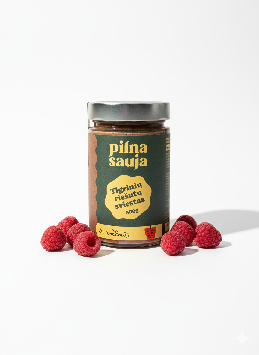 Tigrinių riešutų sviestas su avietėmis